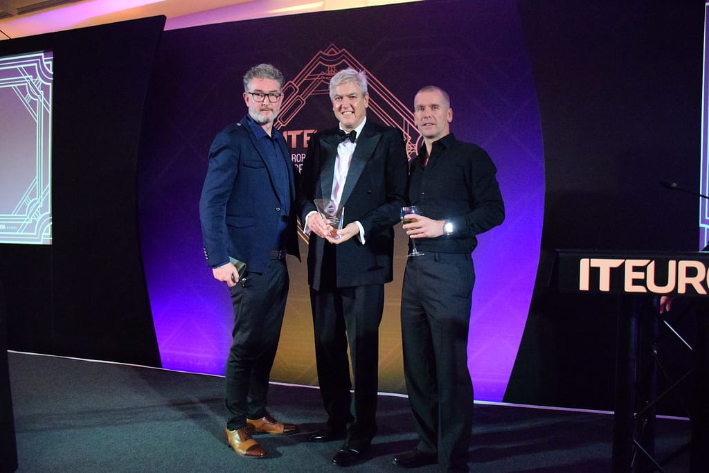 Peter Smith, Mark Dressel & David Carry receive Managed Services Solution of The Year Award at IT Europa European IT & Software Excellence Awards
