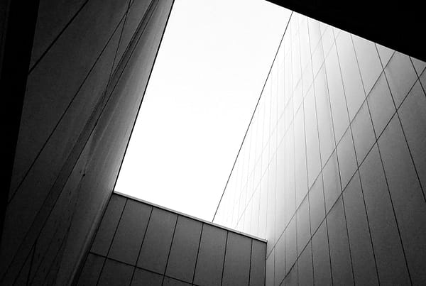 Building in black and white.